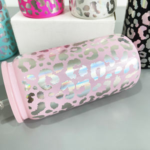 Decalcomania avvolgente in vinile bicchiere in vetro leopardato riciclabile da 16 once con coperchio e cannucce bicchieri per bere shinny con stampa leopardata ghepardo - Product Image 6