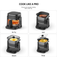 Friteuse à Air Numérique en Acier Inoxydable de Fabrication 4.5L, Friteuse à Vapeur Électrique en Verre Sans Huile