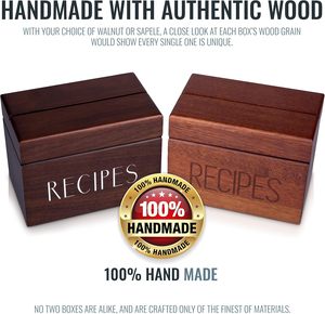 Caja de Recetas Portátil Rectangular de Estilo Vintage Apace Living, de Madera de Sapele, con 50 Separadores para Tarjetas de 4x6 Pulgadas, Capacidad para 240 Tarjetas, Premium - Product Image 5