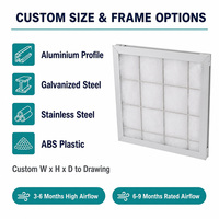 Filter Efisiensi Menengah Industri dengan Rangka Plat Galvanis F5 F6 F7 F8 Tipe Panel Fiberglass untuk Pemurnian Udara Sekunder