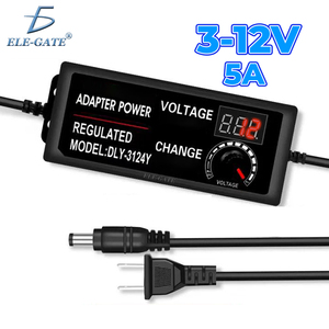 ELE-GATE Adjustable Power Supply 3-<b>12V</b> 5A Regulated <b>DC</b> <b>Adapter</b> for Laptop - Product Image 3