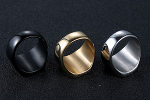 Bijoux de fête hip hop vente en gros de chevalière en acier inoxydable pour homme plaqué or 18 carats - Product Image 6