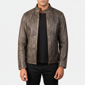 Veste en cuir respirante en peau de mouton 2025 pour hommes, veste en cuir bon marché avec service OEM de style rue, vente en gros - Product Image 1