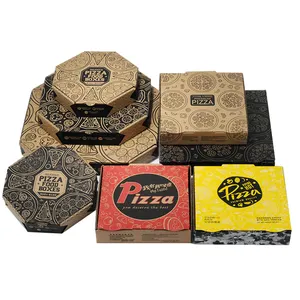 Free design food grade flute corrugated custom printed size Caja de pizza box for pizza food takeaway packaging