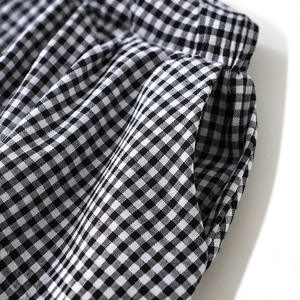 Cintura elástica personalizada Bloom diseño acampanado sostenible a cuadros A-Line Gingham Falda larga para mujeres - Product Image 4