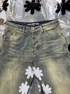 <span class=keywords><strong>Jeans</strong></span> da <span class=keywords><strong>Uomo</strong></span> LOSTSHDWS: Pantaloni in Denim Pesante Ricamato, Stile Streetwear, Lavaggio Acido, Modello Svasato - Vendita all'Ingrosso - Product Image 2
