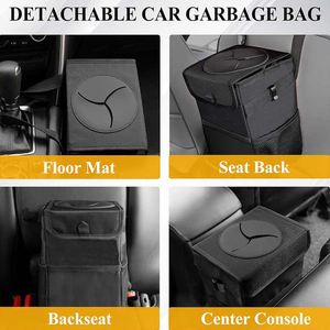 Su geçirmez taşınabilir çöp otomatik Trashcan çöp torbası sızdırmaz saklama kutusu araba çöp kutusu asılı araba saklama çantası kapaklı - Product Image 5