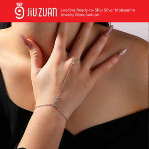 Pulsera de mano delicada y moderna con moissanita minimalista, de <span class=keywords><strong>plata</strong></span> de ley 925, con anillo ajustable, tipo esclava - Product Image 5