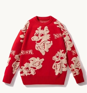 Suéter de punto de cuello redondo de Cachemira de lana de algodón para hombre, suéter de punto jacquard de patrón único de gran tamaño, suéter para hombre - Product Image 2