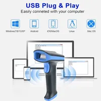 Lector de Códigos QR de Alta Velocidad con Base de Carga Inalámbrica Bluetooth, Escáner de Códigos de Barras 2D con Base de Carga para Supermercado