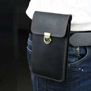 Cowhide Leather Phone Wallet Waist Bag Men's Belt Bank Holder Modern Groom Man Father's Welcome Gift EDC Tools Bag - Product Image 4