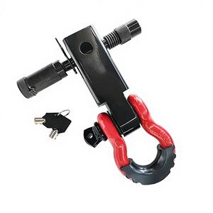 SEMRISE Accessoires tout-terrain 4x4 Noir Rouge Crochets de remorquage <span class=keywords><strong>Attelage</strong></span> de récupération <span class=keywords><strong>Attelage</strong></span> verrouillable Manille en acier au carbone 50 lb Compatible - Product Image 1