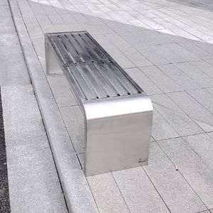 Moderne Design-Sitzbank für den Außenbereich aus Edelstahl mit Rückenlehne für Einkaufszentren und Wohnanlagen - Product Image 2