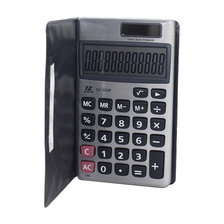 Novelty Rubber Coat Protective Metal Face 12 Digital Electronic Promotional Gift Solar Pocket Calculator