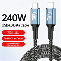 Cable USB4 PD 3.1 de 240W, 40Gbps, Video 8K60Hz, Carga Rápida de 5A, Cobre Puro, Trenzado de Nailon, para MacBook Pro, iPhone 16, Thunderbolt