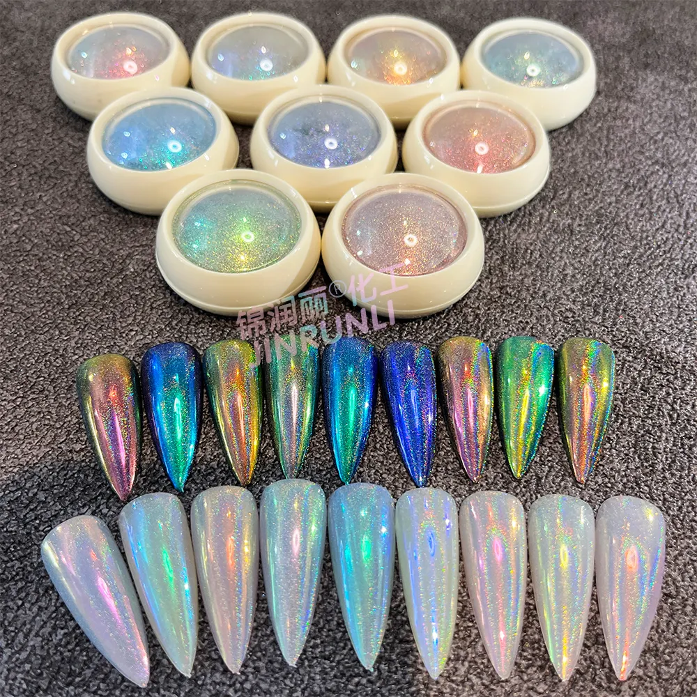 Aurora HOLO Tắc Kè Hoa Laser Nail sắc tố nghệ thuật cho Nail Art Polish trang trí