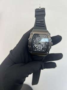 Reloj de Lujo para Hombre, Diseño Moderno con Caja Tonneau de 42MM, Esfera Esqueletizada, Resistente al Agua, Reloj de Pulsera de Cuarzo - Product Image 5