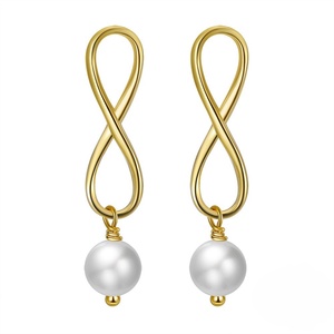 Pendientes de gota chapados en oro de 14 quilates antialérgicos SPJ, pendientes de perlas de agua dulce, joyería, conjunto de pendientes de plata de ley 925 para niñas - Product Image 1