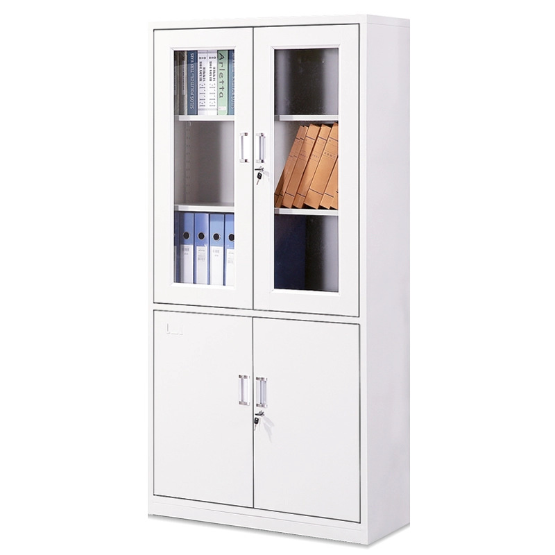 Lockable Glass Door 2 Adjustable Shelves Office Filling Cabinet