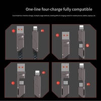 Cable de Datos de Carga Rápida Trenzado y Blindado 4 en 1 DENIXI - 3 Juegos de Cables Planos Tipo C, Cable de Carga con Múltiples Puertos