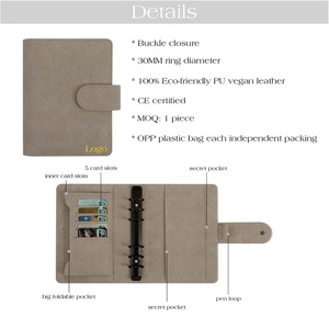 Reliure à Anneaux Noirs Hongbo, Meilleure Vente, 7 Couleurs, Organiseur <span class=keywords><strong>de</strong></span> Budget A6 Gaufré Effet Lin avec Recharges Personnelles Disponibles - Product Image 5