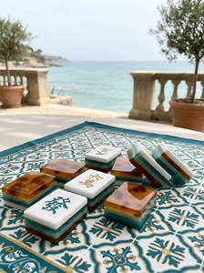 Art Deco <b>Mahjong</b> <b>Set</b> Bone China Style Tiles Tortoise Pattern Tabletop Game for Home Entertainment - Product Image 2