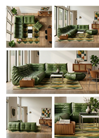Sofá de Cuero ATUNUS, Sofá Moderno para Lectura y Sala de Estar, Muebles Impermeables de Cuero para el Suelo, Sofá Verde de 1, 2 y 3 Plazas