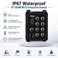 EN50155/EN45545 8x100M M12 Industrial Ethernet Switch IP67 -40~75C Terpasang di Dinding untuk Kamera Onboard Kereta Api/Tambang