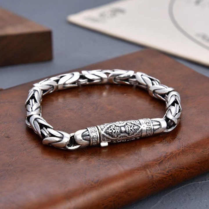 S925 Sterling Silver Vintage Bracelet for Men - Vajra Peace