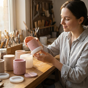 Gypsum Cement Cherry Candle Cup Silicone <b>Mold</b> (with Lid) Suitable for Storage Jar Silicone <b>Mold</b> - Product Image 6