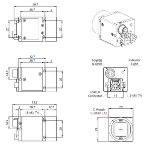 HT-SUA133GM-T เครื่องวิชั่นกล้อง1.3MP Global Shutter, กล้องดิจิตอลอุตสาหกรรม USB3.0ความเร็วสูงแบบโมโน1280X1024 245FPS - Product Image 5