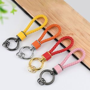 <span class=keywords><strong>Porte</strong></span>-clés en cuir tressé OEM avancé, vierge, fait main, multicolore, pour clés de voiture, avec cordon, accessoires de pendentif, vente en gros - Product Image 4
