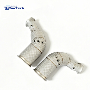 Système d'échappement racing haute performance en acier inoxydable pour Audi RS4 RS5 B9.5 2.9T V6, avec downpipe EA839 bi-turbo et bouclier thermique. - Product Image 4