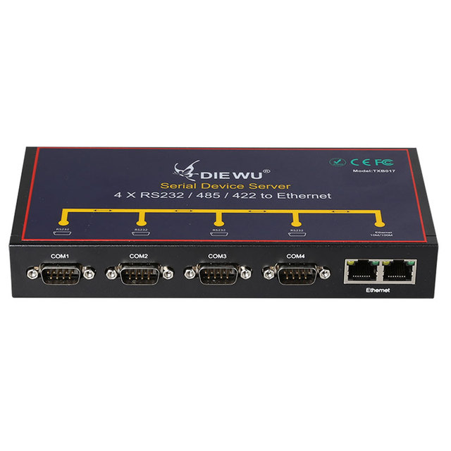 4-Port RS485/422/232 to 2-Port Ethernet Serial Device for Industrial Server Use