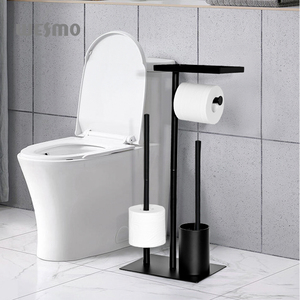 <span class=keywords><strong>Portarotolo</strong></span> Multifunzione Moderno <span class=keywords><strong>in</strong></span> Ferro Nero+<span class=keywords><strong>Legno</strong></span>, Regolabile e Lavabile, per Bagno - Product Image 3