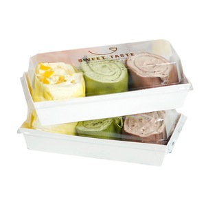 Caja de postre roja neta con rollo de abrazo Toalla Swiss Roll Snow Meiniang Embalaje <span class=keywords><strong>Sandwich</strong></span> Puff Embalaje de plástico desechable para Sushi - Product Image 1