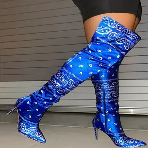 2020 Hot style fashion Silk thigh high heel lady shoes long women's boots