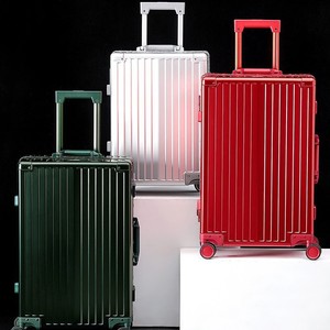 24 Inch Aluminum Frame <b>Suitcase</b> With Trolley Universal Wheels Shockproof Combination <b>Lock</b> Solid Color Durable Travel Luggage - Product Image 1