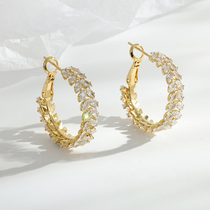Pendientes de Espiga de Trigo con Incrustaciones de Diamantes de Imitación, Pendientes de Diseño Original, Exagerados y de Alta Gama, Simples y Elegantes - Product Image 5