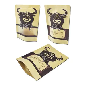 Free Sample Food Beef Jerky Pack Bag Stand Up Zip Pouch Kraft Paper Packaging Bags With Window