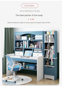 Kinder Bureau En Boekenplank Geïntegreerde Lift Tafel Leren Bureau En Stoel Set - Product Image 3