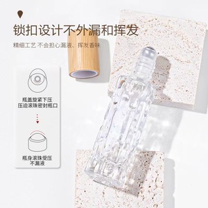 Botella de Vidrio Roll-On de 10 ml, Rectangular, Grabada, para Muestras de Perfume y Aceites Esenciales, Envase Cosmético Portátil y Vacío - Product Image 2