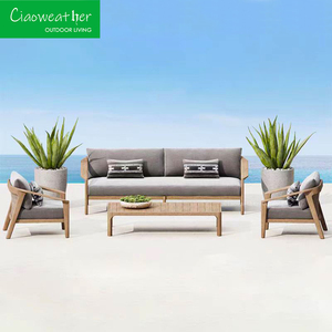 Ensemble de canapés en bois de jardin modernes professionnels, mobilier d'extérieur de <span class=keywords><strong>luxe</strong></span> d'hôtel, coussin modulaire, salon d'extérieur, jardin - Product Image 3