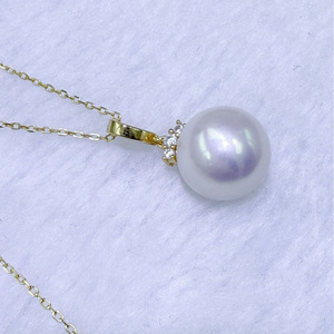 Collier pendentif en perles d'eau douce style cils 12-13 mm, presque parfait, argent pur avec chaîne superposée simple et atmosphérique - Product Image 3