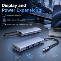 Station d'accueil USB-C 9-en-1 avec 4K+60Hz pour PD 100W et 10 Gbps, 3 ports USB-C 10 Gbps + 2 ports USB-A 5 Gbps, lecteur de cartes SD/TF – En stock