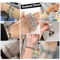 Bracelet élastique américain en acier inoxydable plaqué or Drapeaux du monde Charms italiens Charms Rectangle Flag Charms for Jewelry Making