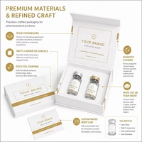 Boîte d'emballage personnalisée de luxe magnétique pour flacons de médicaments, portable, avec deux flacons en verre, boîte cadeau pharmaceutique rigide avec insert en EVA, OEM