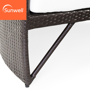 Lit de repos double en rotin d'extérieur avec auvent, résistant aux UV, design méditerranéen pour jardin, hôtel et salle à manger - Product Image 6