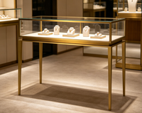 Meubles de magasin de bijoux modernes, armoire à miroir en bois, vitrine à bijoux en verre avec éclairage LED