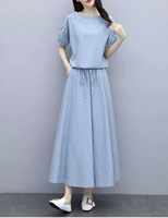 Haut boutonné en coton lin pour femmes et jupes décontractées ensemble deux pièces été nouvelle couleur unie coupe ajustée tenue élégante